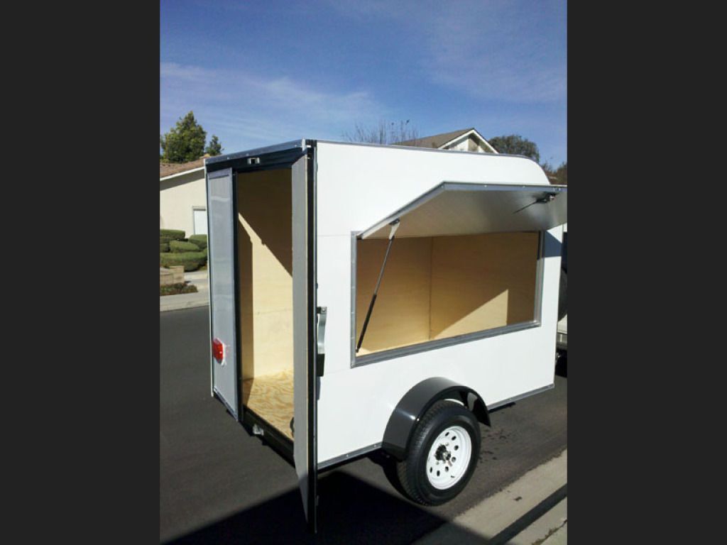 Vending Window And Half Door Opened White Concession Trailer