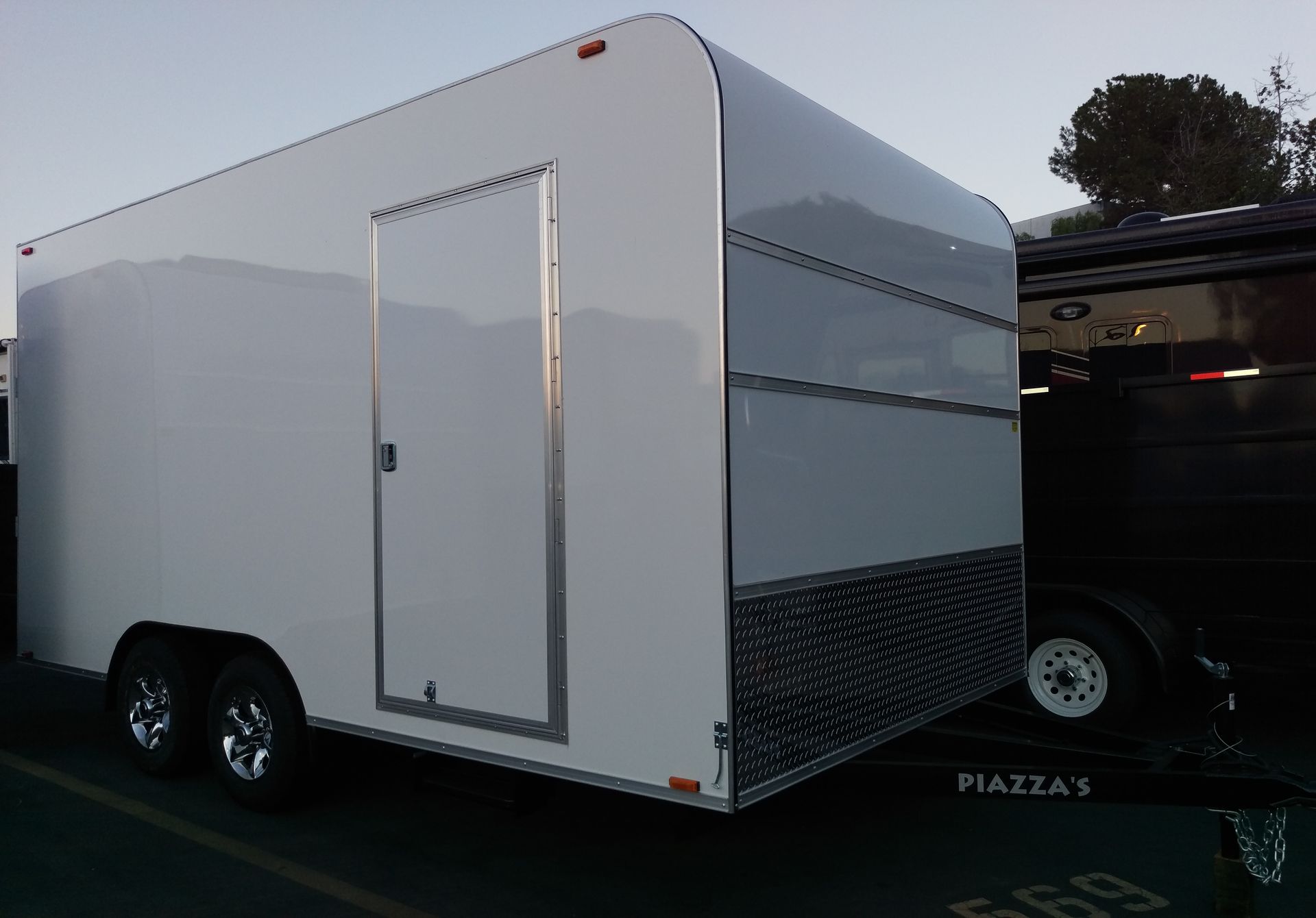 White 16' Enclosed Trailer Left Side View