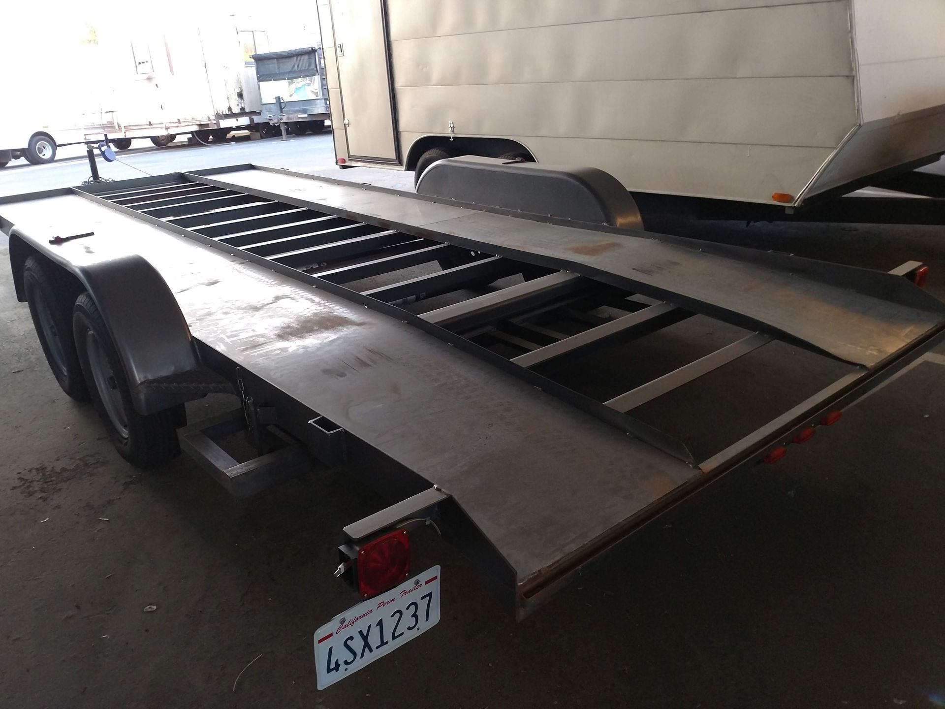 Rear Left View Flatbed With Dog
