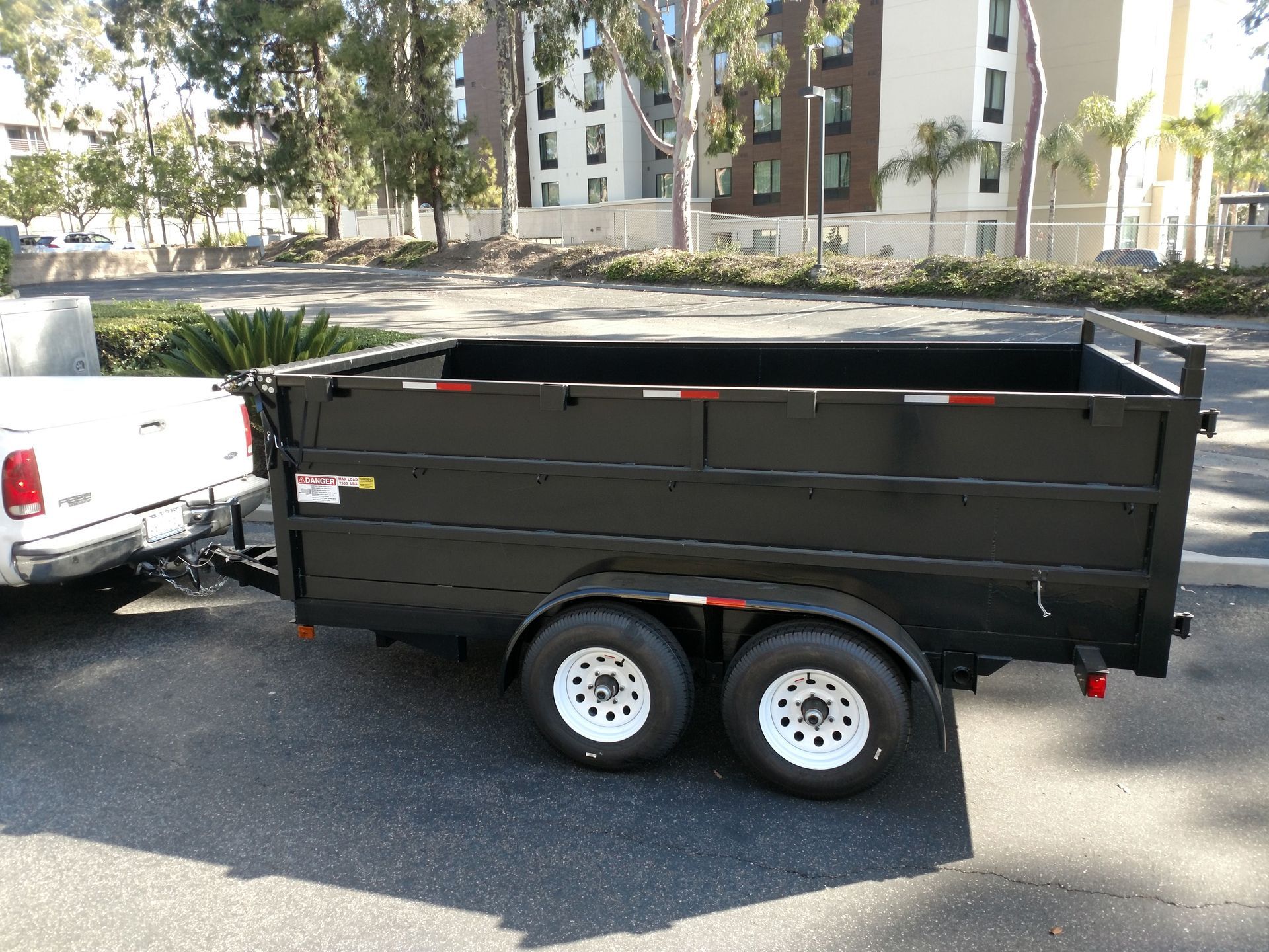 Towed Rear Side View Of Dump Truck