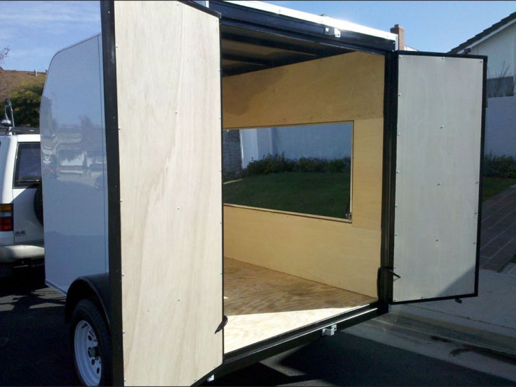 Opened White Concession Trailer