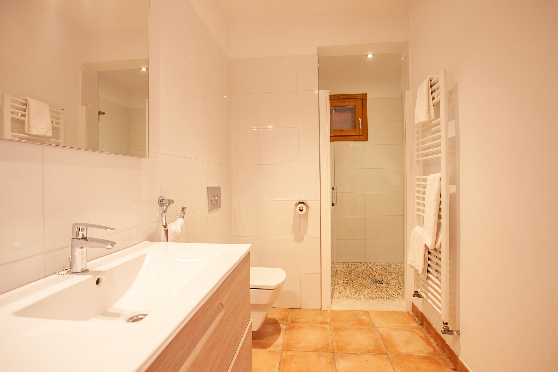 Un baño con lavabo, inodoro y ducha.