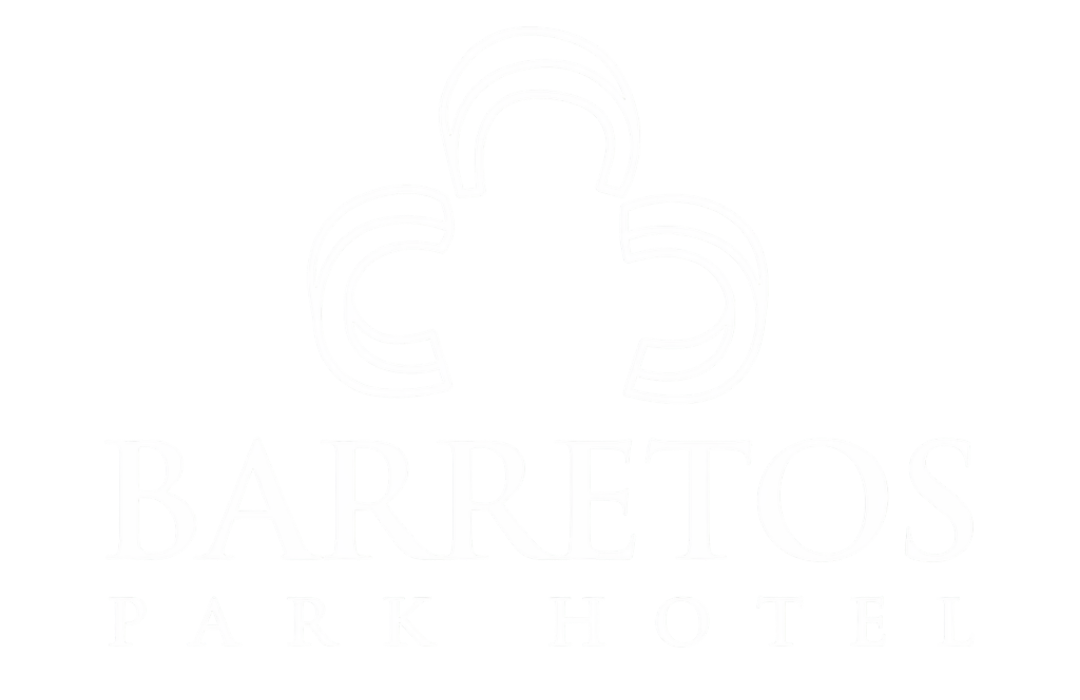 Logotipo do Barretos Park Hotel com uma forma branca em forma de cruz e texto.