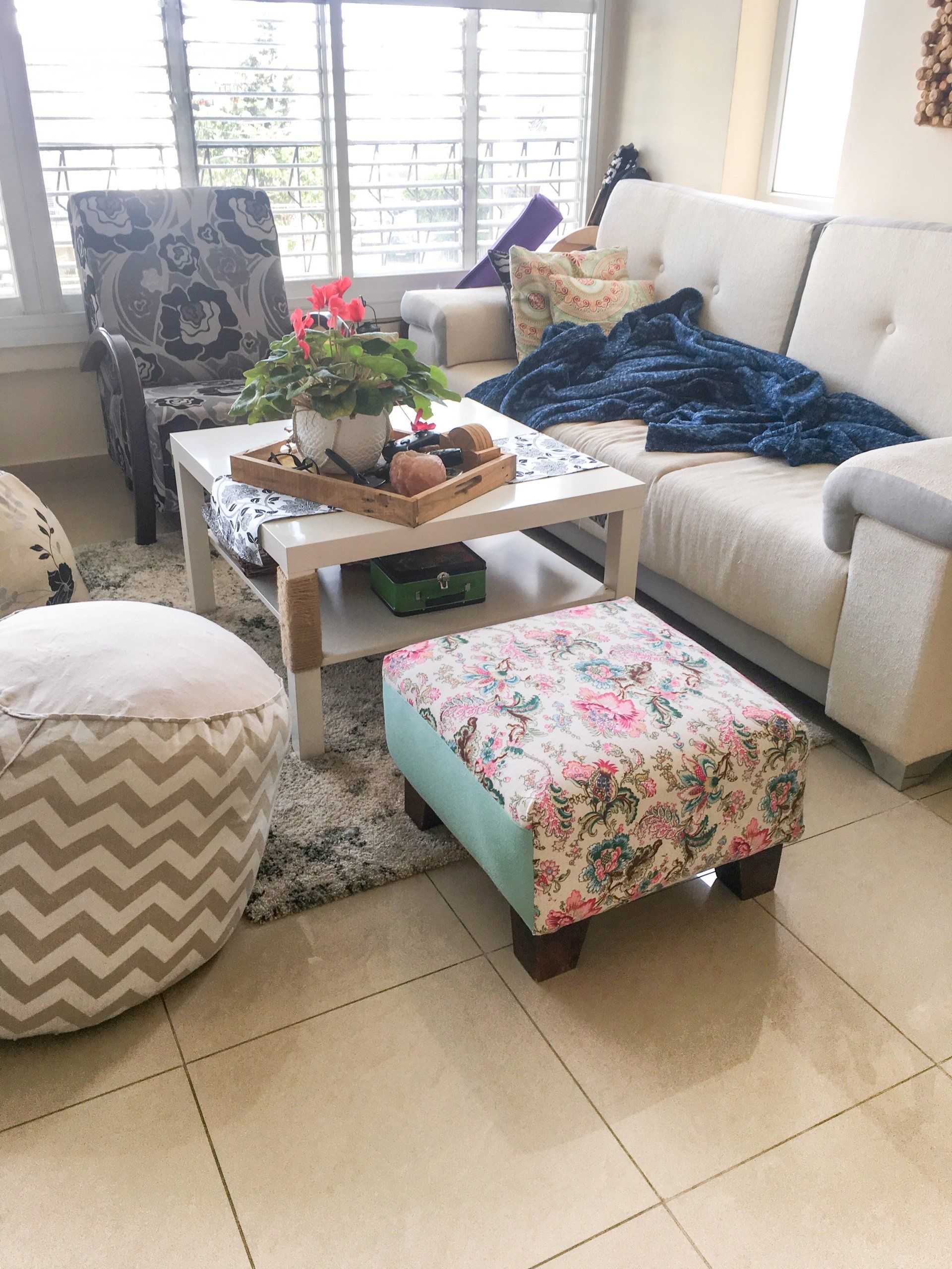 Reupholstered ottoman