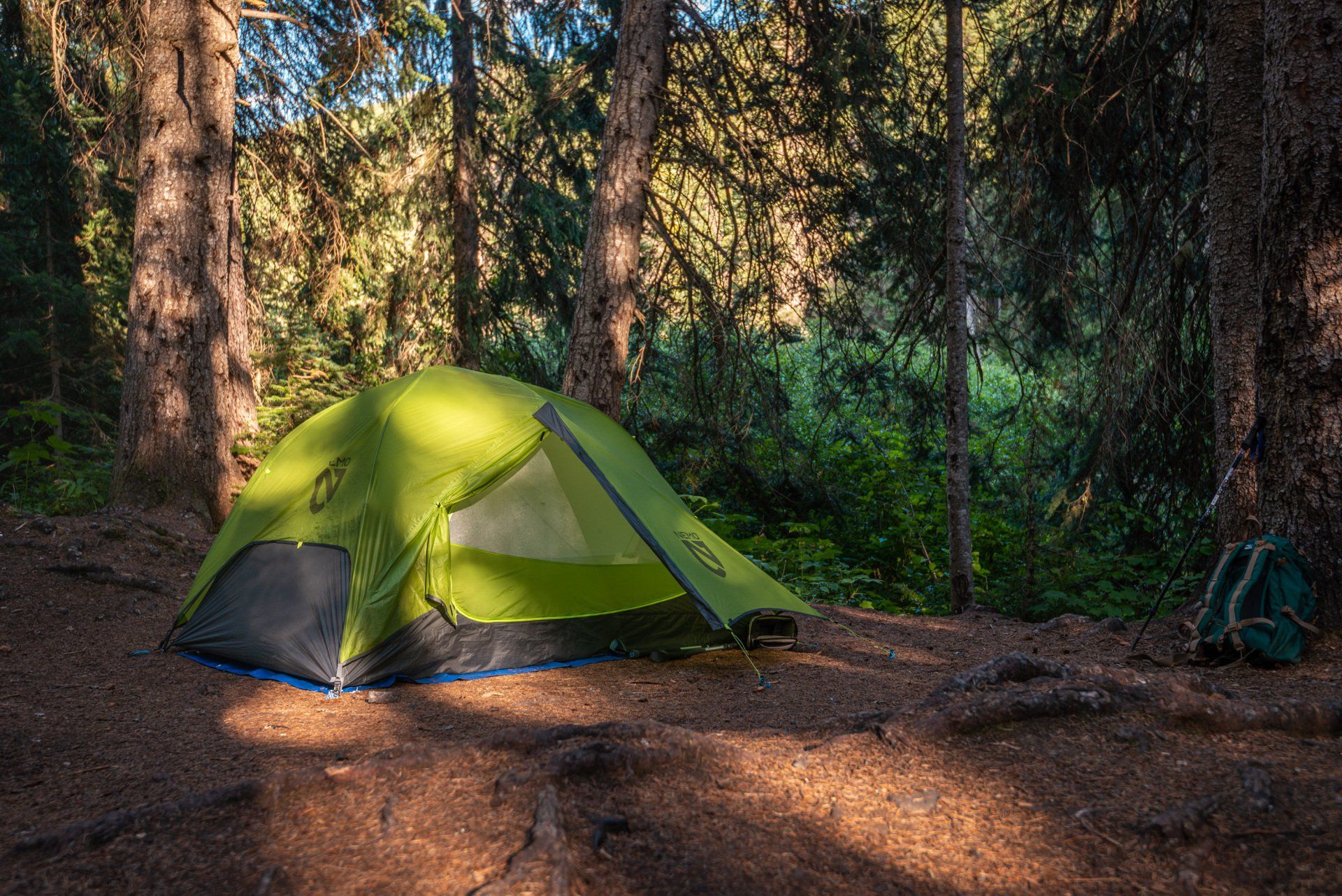 Nemo Dragonfly 2P Ultralight backpacking tent in Strike lake camp in Manning park BC