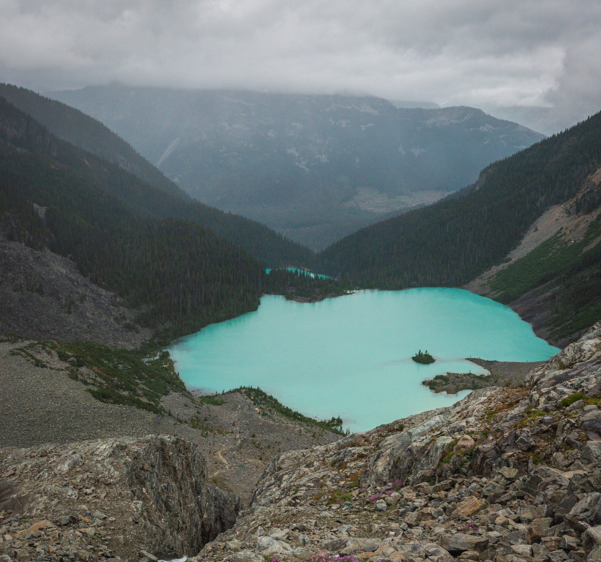 View of the upper Joffre lake from above, Joffre Lakes Provincial Park, BC, Canada