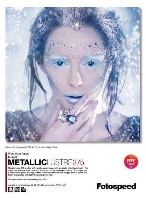 A poster of a woman with metallic lustre 275 on it