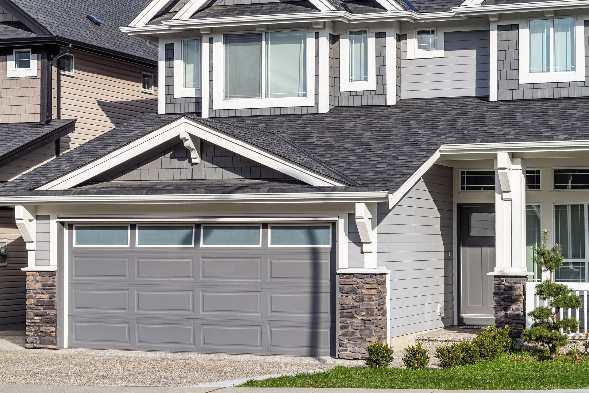 Elegant and modern custom garage door. Elegant and modern custom garage door.