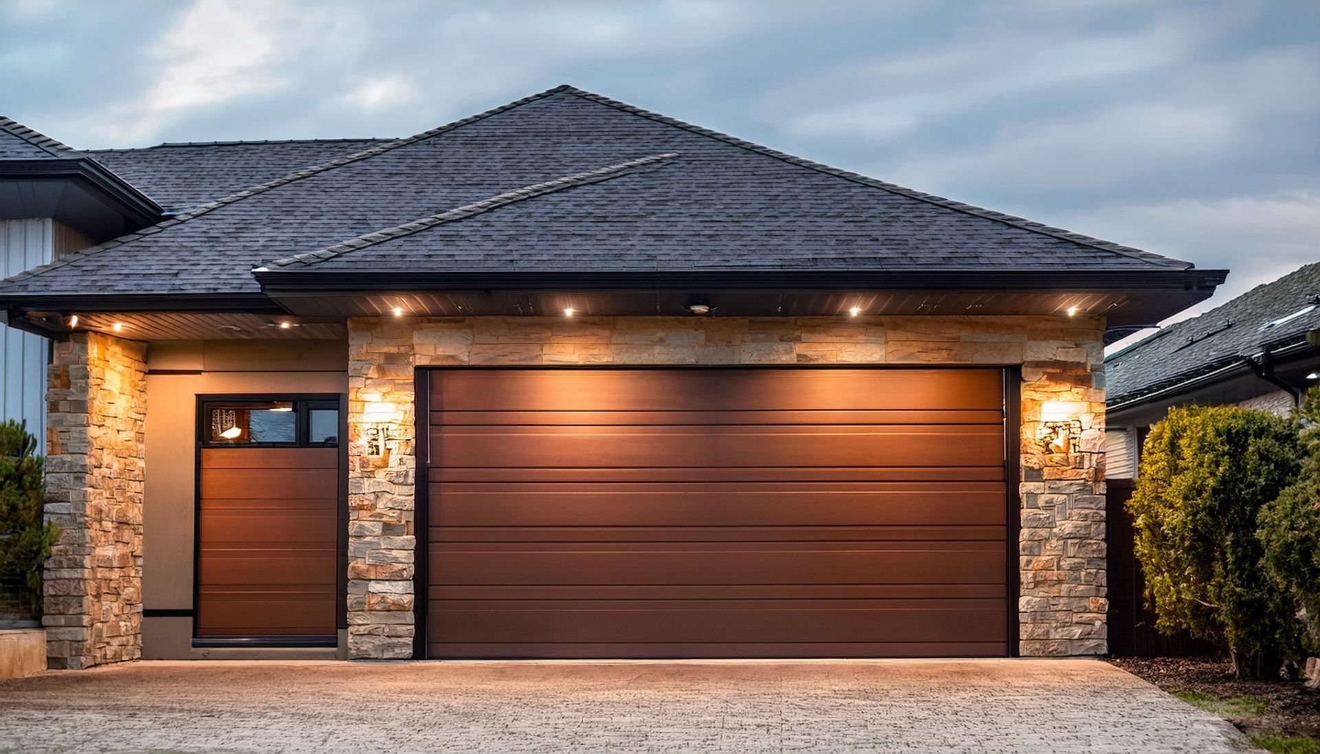 Residential garage doors installed by professional company. Residential garage doors installed by professional company.