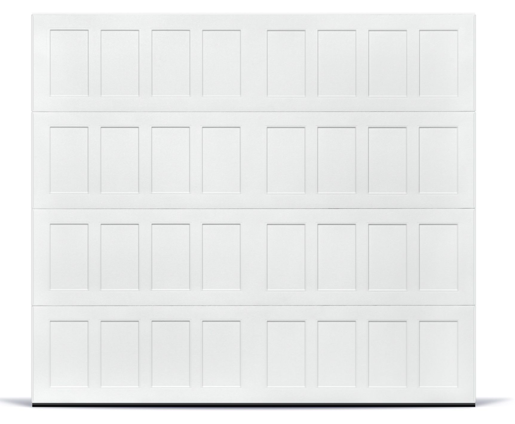White garage door with rectangular panel design. White garage door with rectangular panel design.