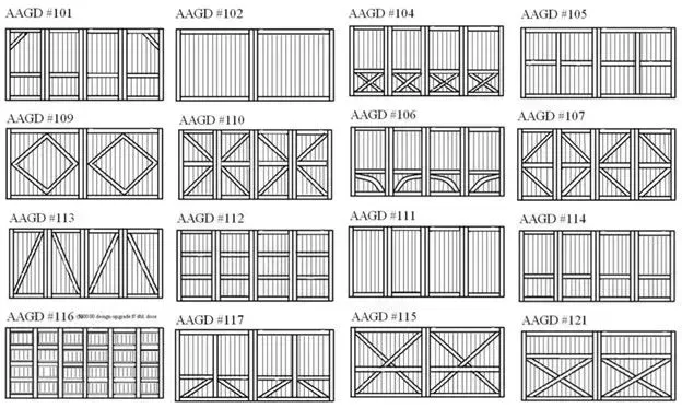 Architectural diagrams of various wooden gate designs. Architectural diagrams of various wooden gate designs.