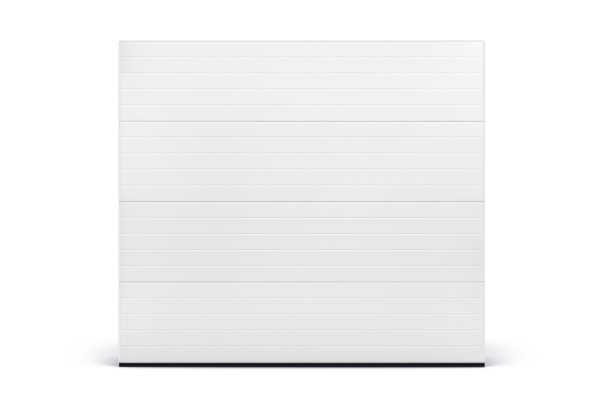 White garage door with horizontal paneling. White garage door with horizontal paneling.