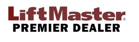 LiftMaster Premier Dealer logo in maroon and black.