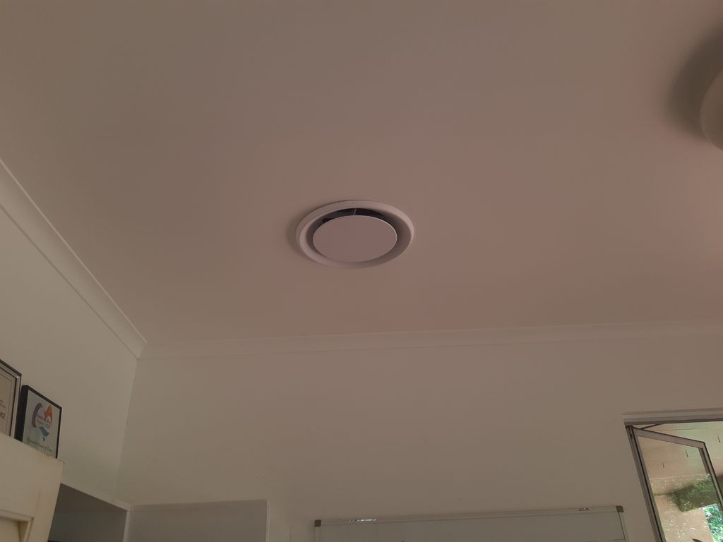 Ceiling With Circular Air Vent, Painted White — Don Hall Air Conditioning & Electrical in Smithfield, QLD