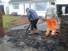 driveway installation work in progress by the experts