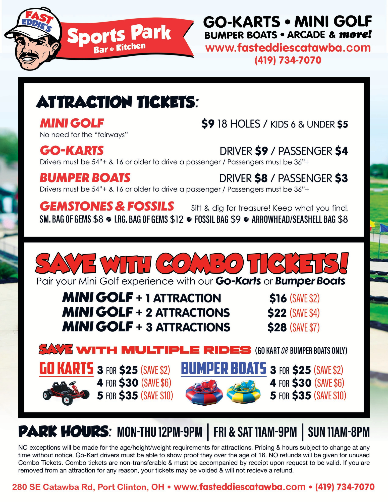 Ticket Pricing for Fast Eddies Sports Park, Catawba, OH