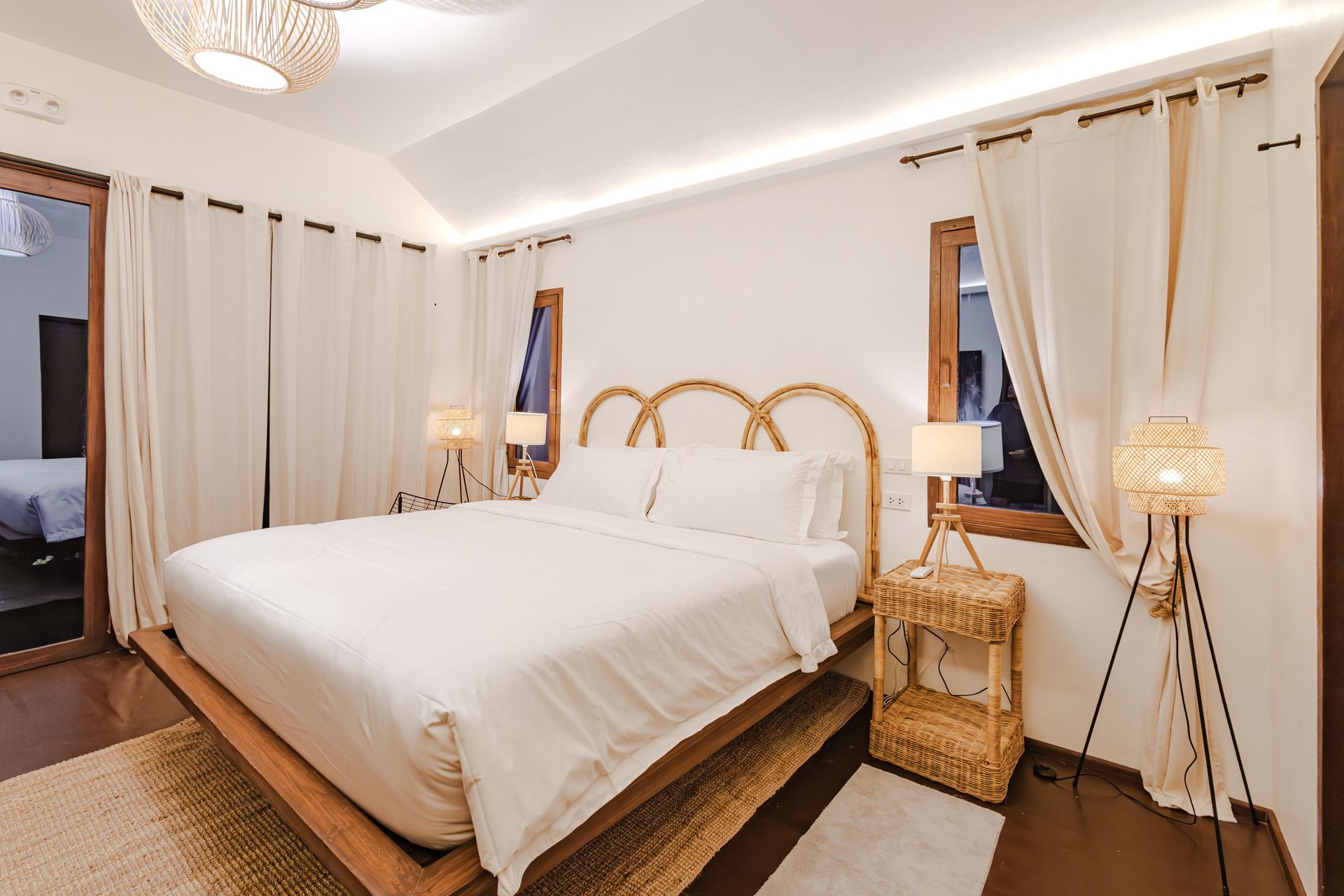 There is a large bed in the middle of the room.