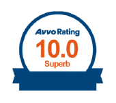 A badge that says avvo rating 10.0 superb