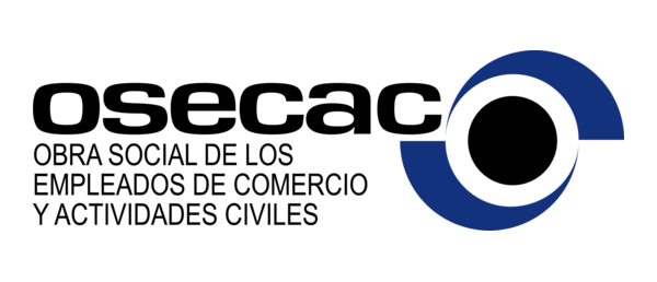 Logotipo de OSECAC con diseño circular y texto de color azul oscuro.
