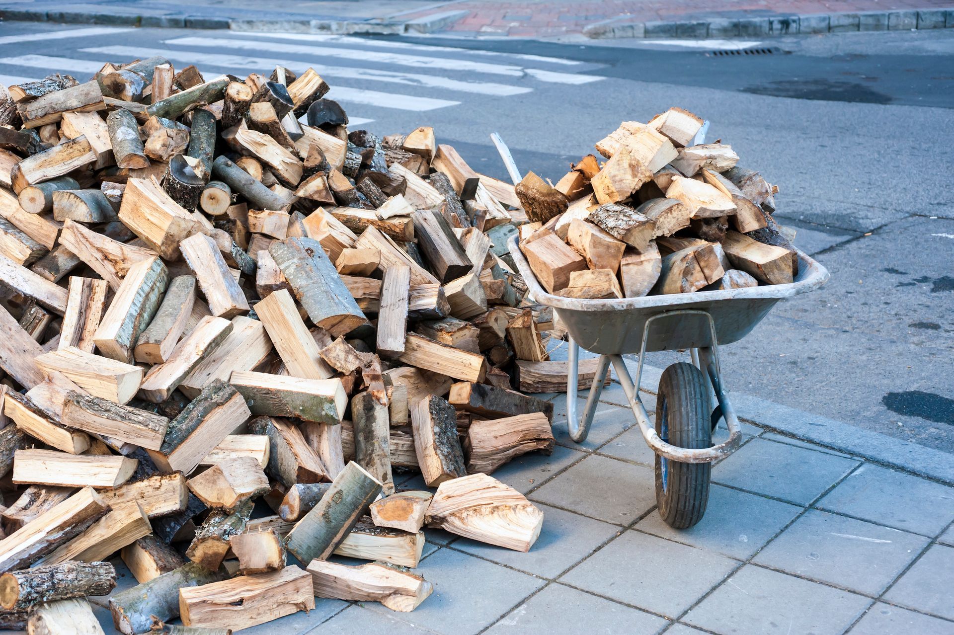 Firewood for Sale in a Wheelbarrow