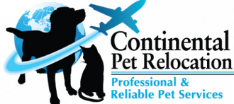 The logo for continental pet relocation shows a dog and a cat
