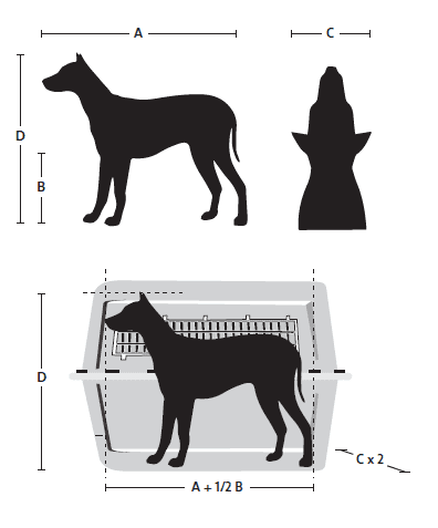 A silhouette of a dog standing next to a cage