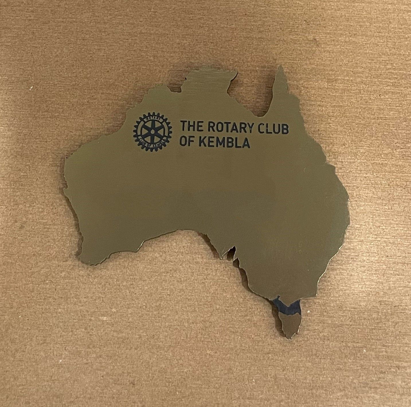 A map of australia with the rotary club of kembla written on it — Brookes Engraving & Signs in Woonona, NSW