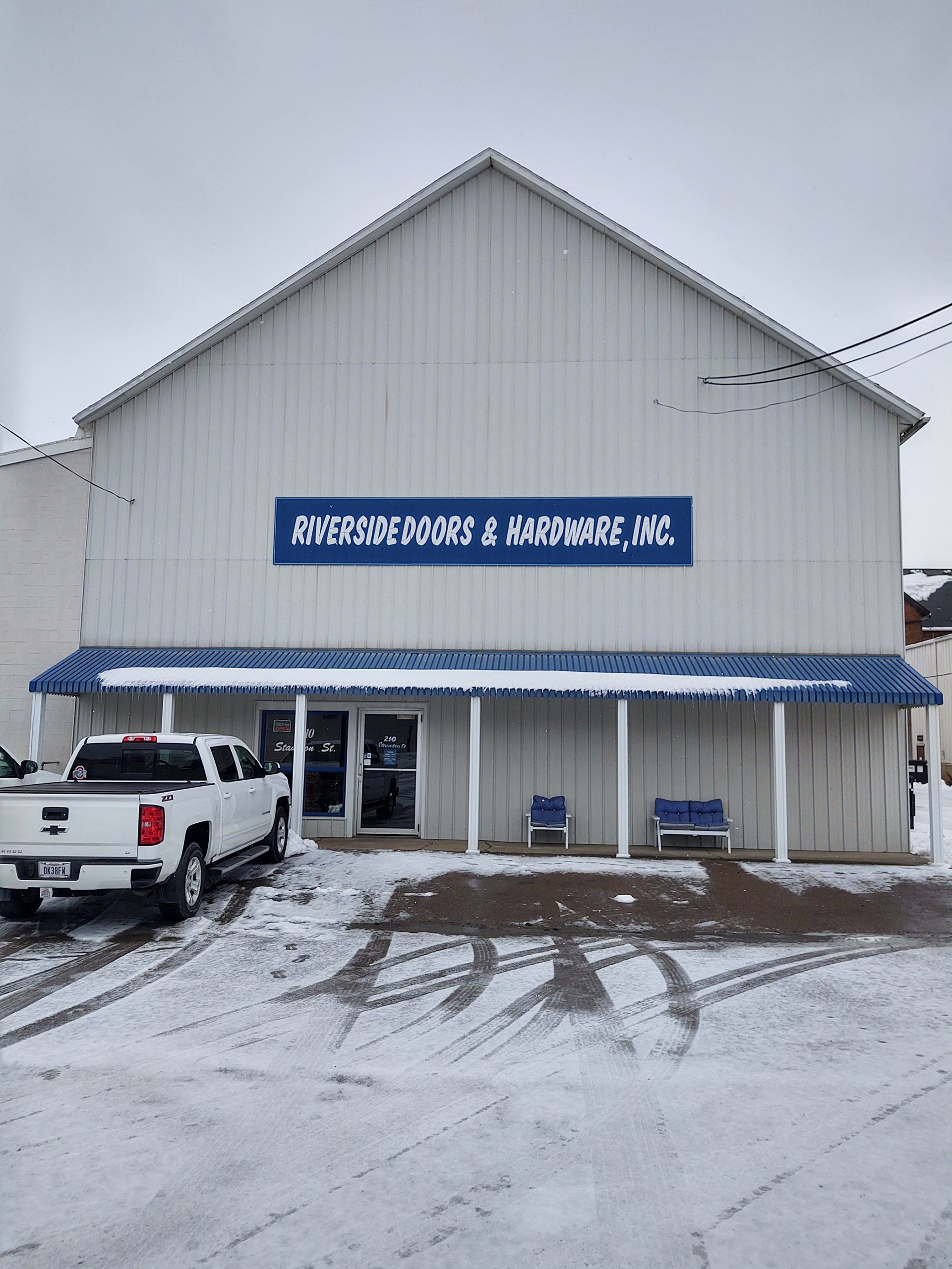Riverside Doors and Hardware, Inc. during the winter.