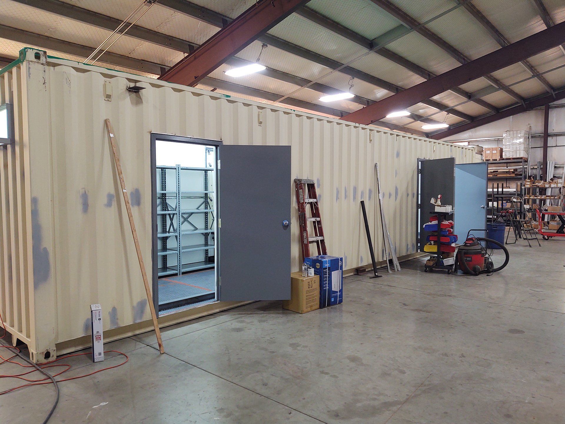 Single open stainless steel door.