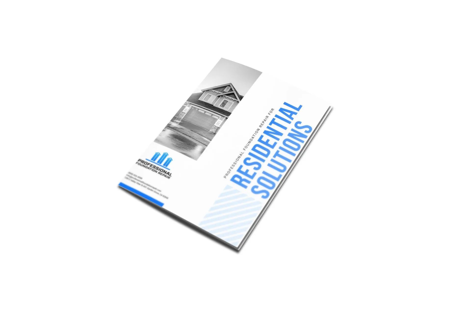 Brochure angled, white background; 