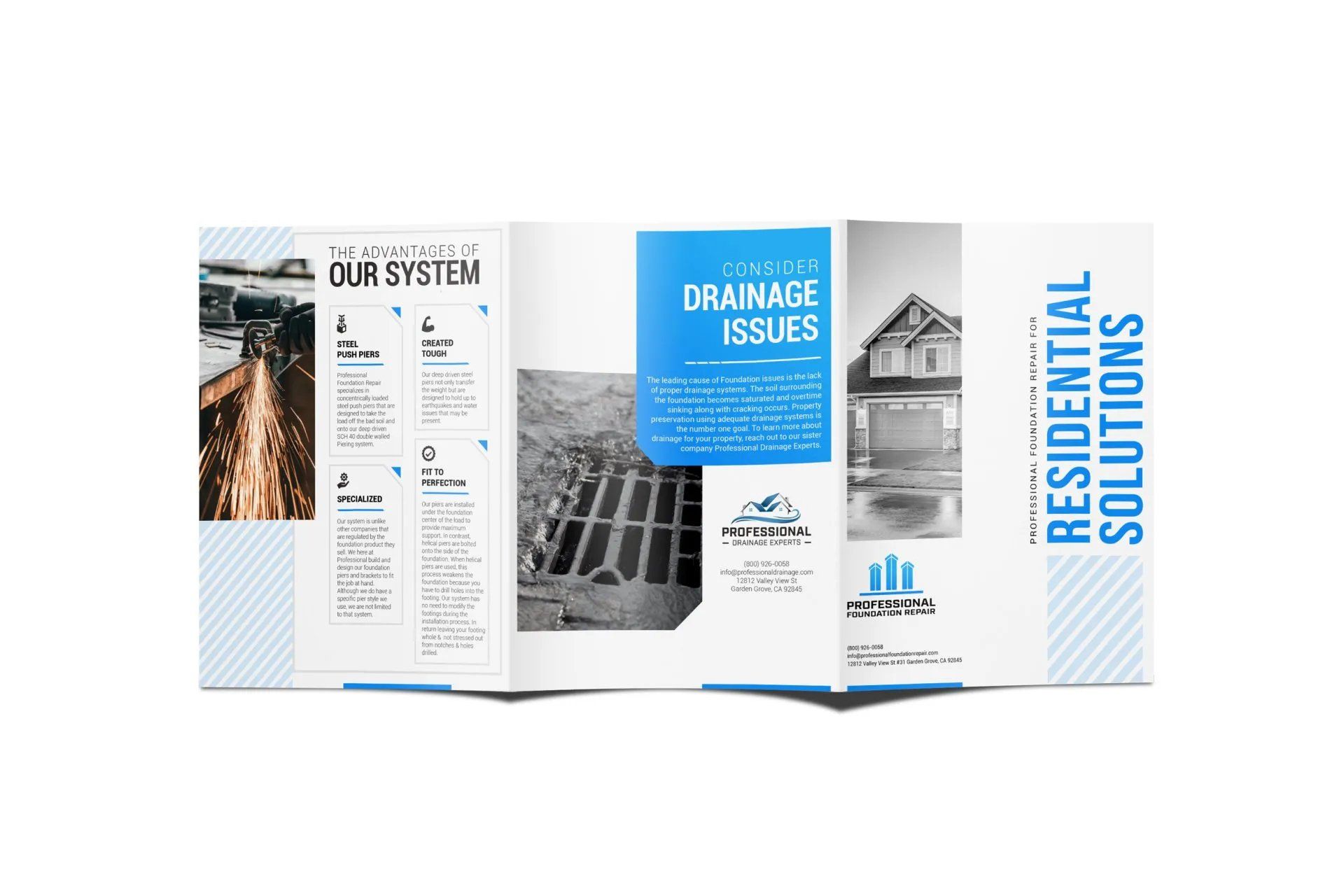 a brochure for residential solutions is sitting on a table .