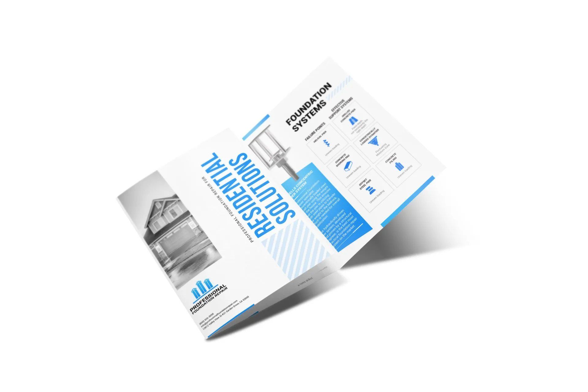 a brochure for residential solutions is sitting on a white surface .