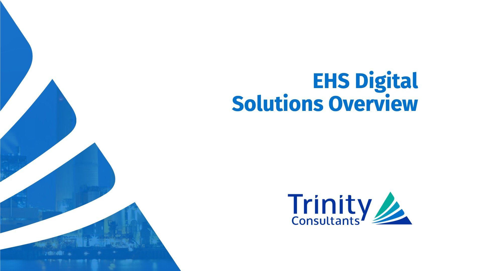 a blue and white brochure for trinity consultants