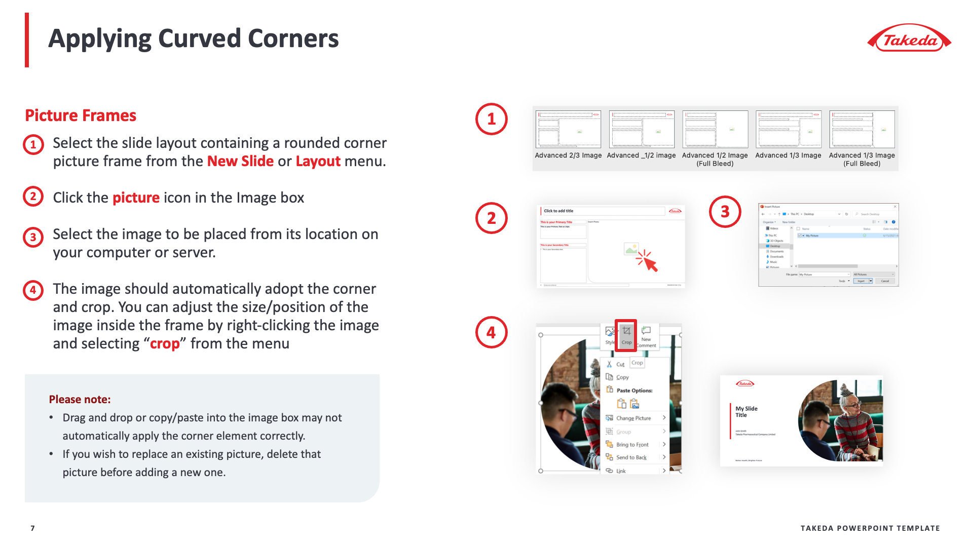 Instructions for applying curved corners in a design program.