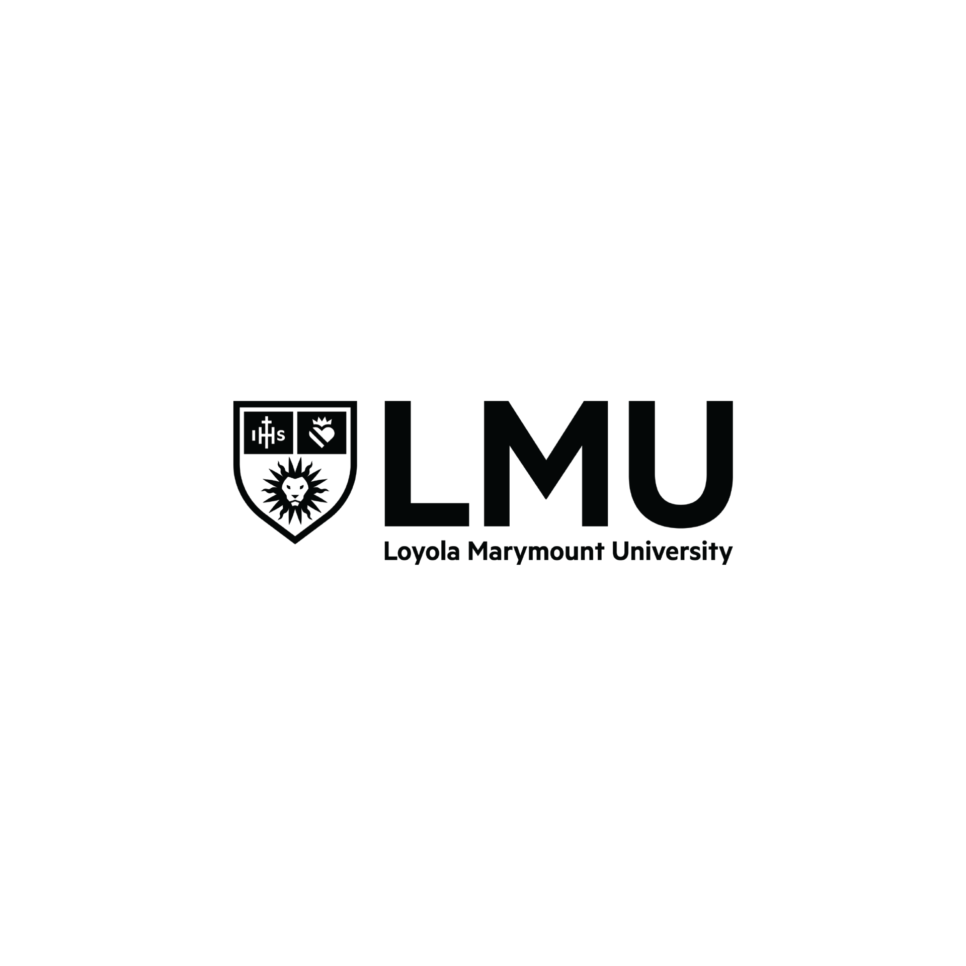 LMU logo: shield with symbols next to the letters 