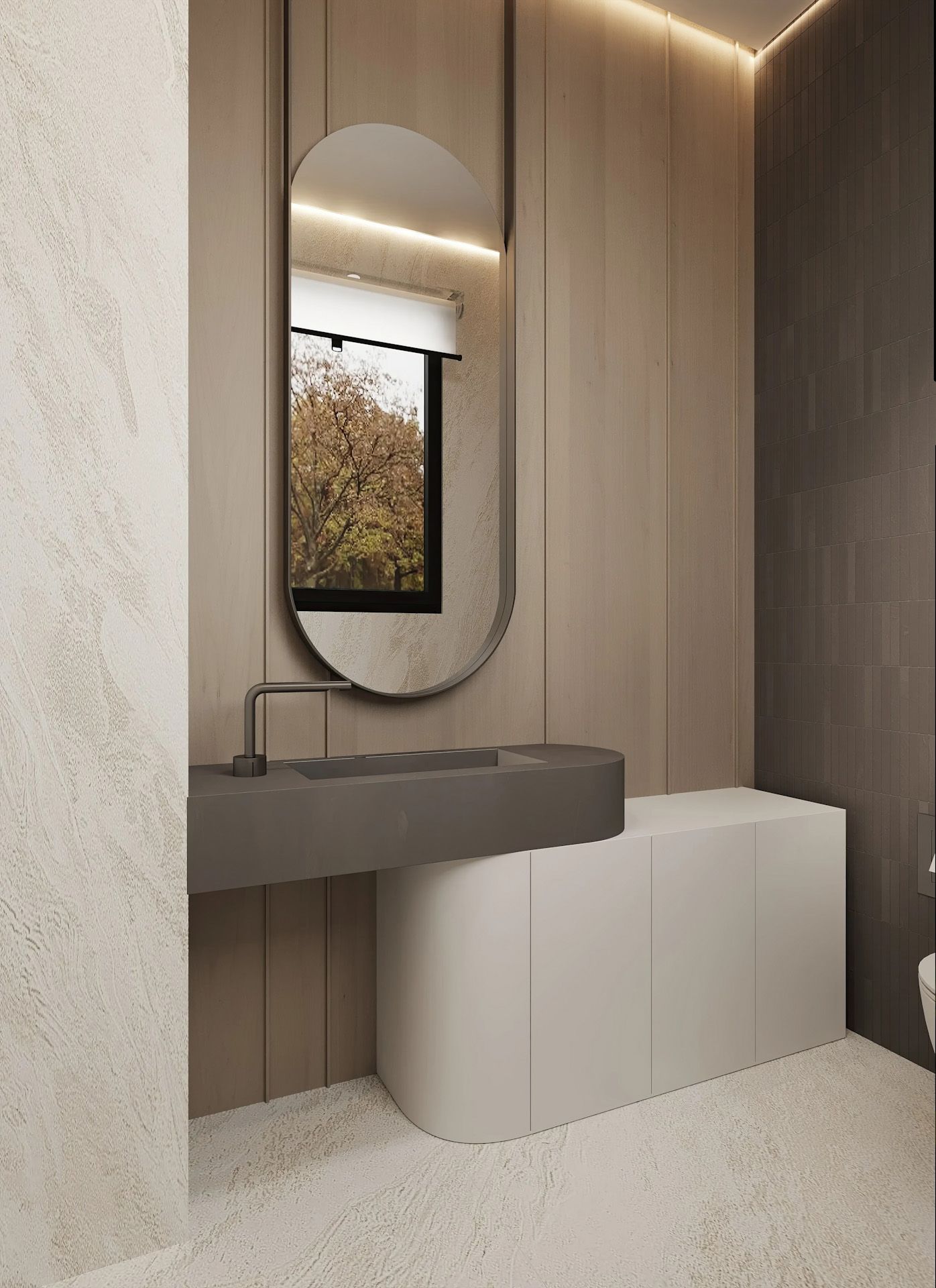 A bathroom with a sink , tub , mirror and window.