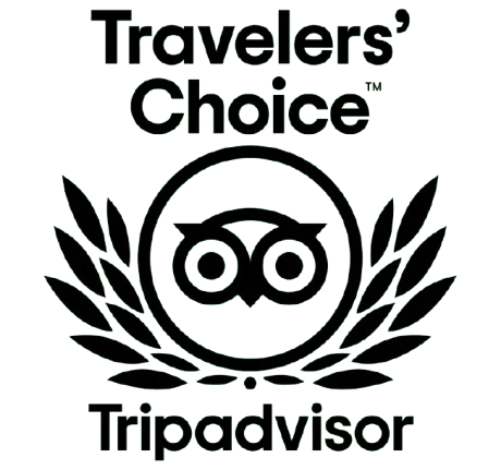 Tripadvisor Travelers' Choice award logo: owl within a wreath, text above and below.