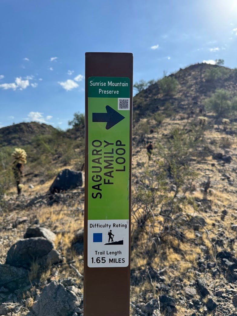 A sign that says saguaro family loop on it