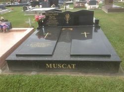 Black Granite Double Tombstone With Gold Lettering — Mackay Monumental Masons In Glenella, QLD