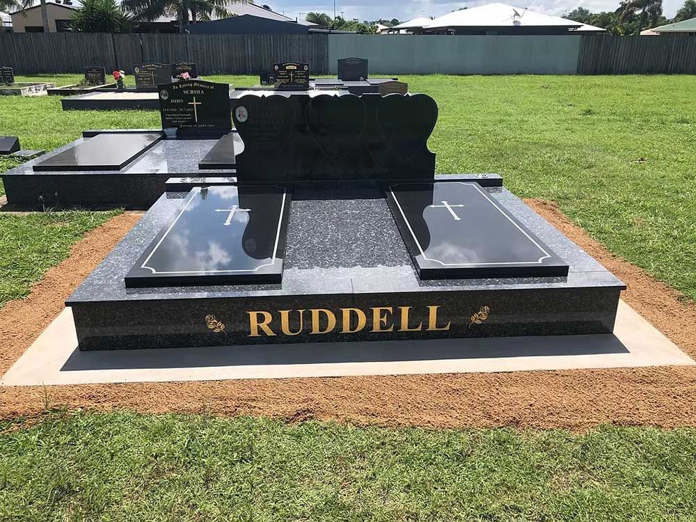Black Granite Headstone With the Name — Mackay Monumental Masons In Glenella, QLD