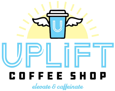 A logo for a coffee shop called uplift coffee shop