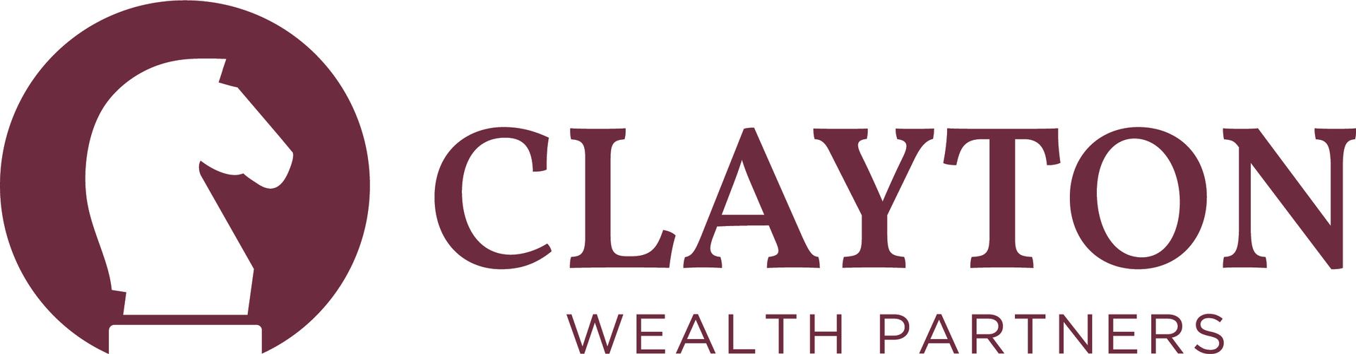 The logo for clayton wealth partners shows a horse in a circle.