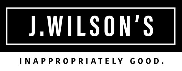 A black and white logo for j. wilson 's inappropriately good