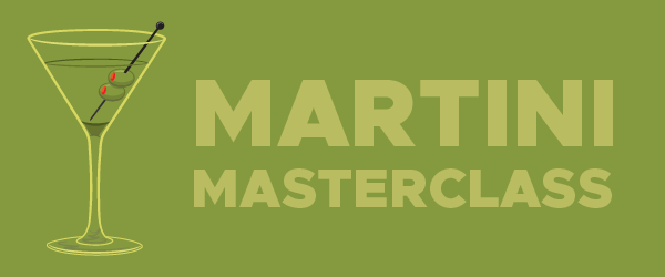 Martini glass with olives, the words