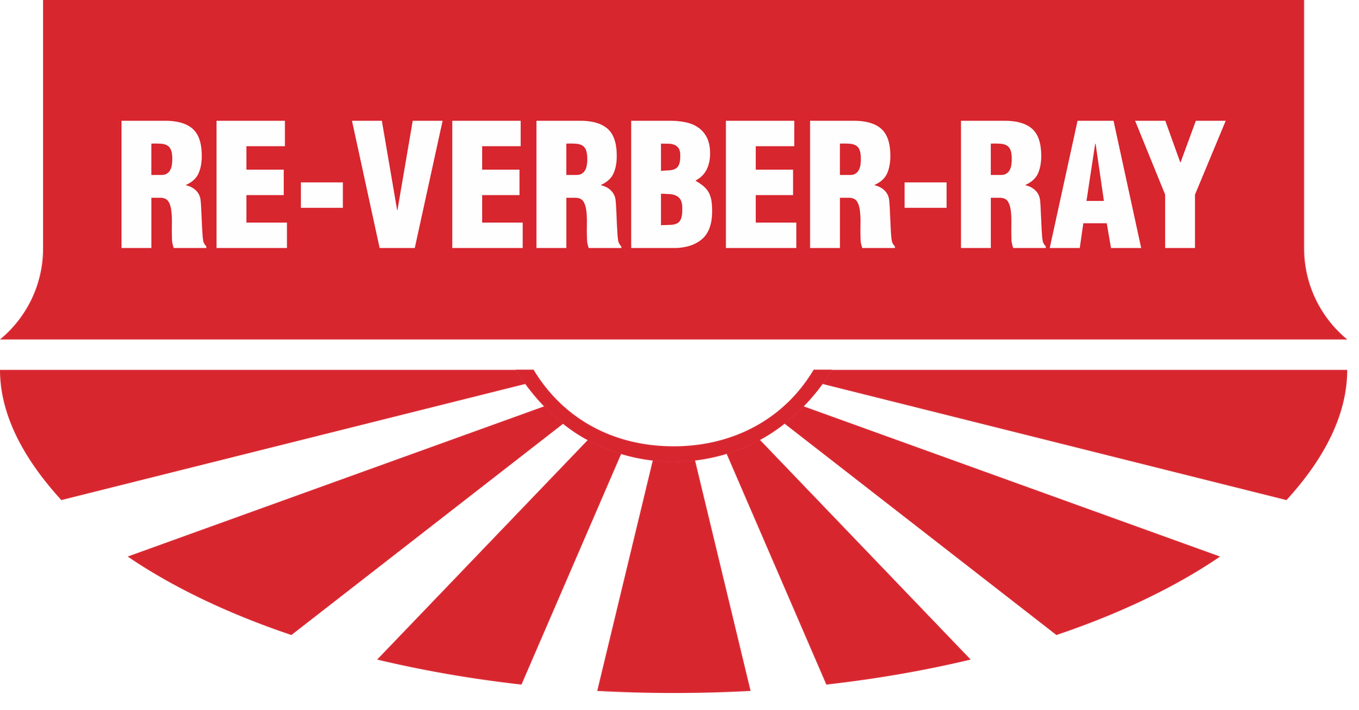 A red and white logo for re-verber-ray