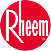 A red circle with the word rheem on it