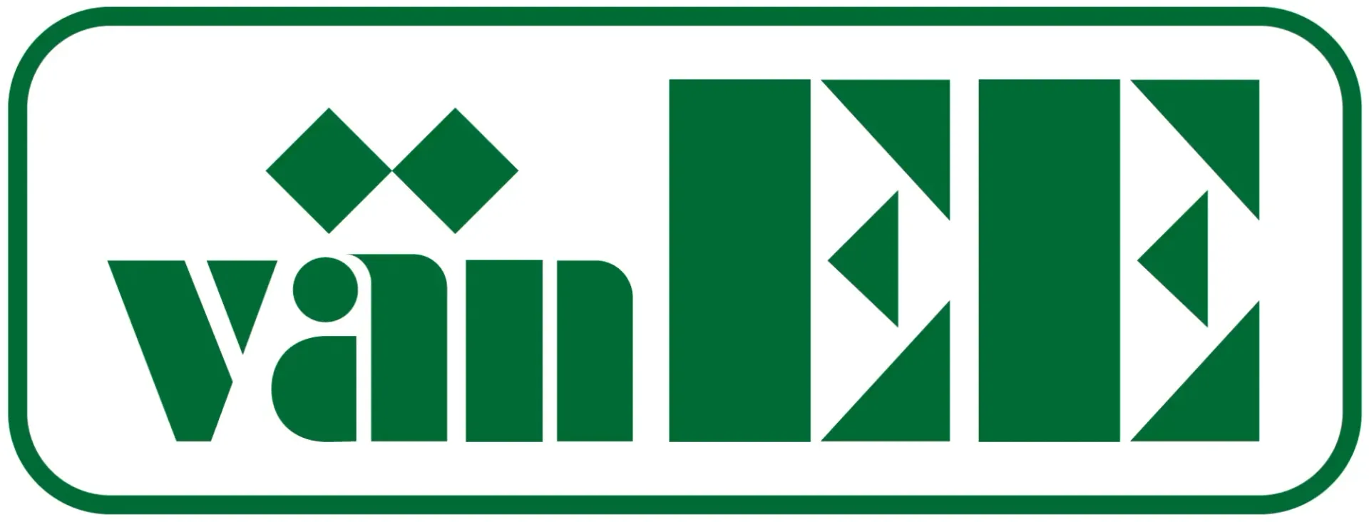 A green and white logo for a company called van ee.