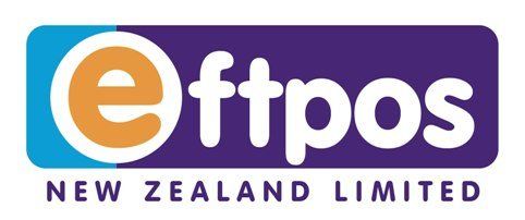 The logo for eftpos new zealand limited is purple and orange.