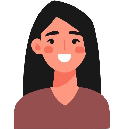 A woman in a purple uniform is smiling for the camera.