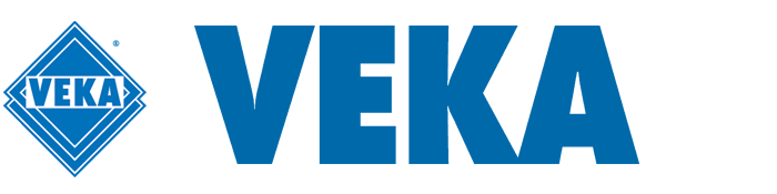 Logo per VEKA, raffigurante un diamante blu con la parola 